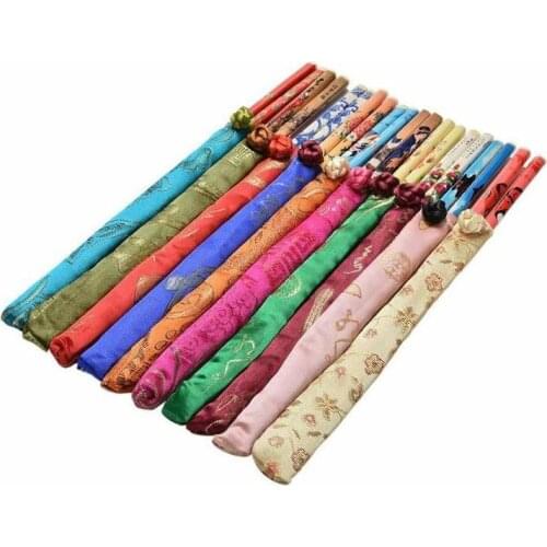 Bamboo Chopsticks with Chinese Style Silk Packaging Bags Wedding Party Gift Present Dinner Set Cookware SN266