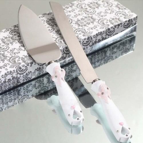 Behokic 2PCS Wedding Resin Cake Knife Serving Set Custom Cake Dessert Knife Shovel Birthday Gift Party Decoration Accessory