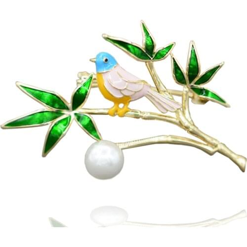 Blucome Unique Chinese Traditional Craft Oil Drop Glaze Enamel Cuckoo Bird Brooch for Suit Hijab Pins Exquisite Craftsmanship