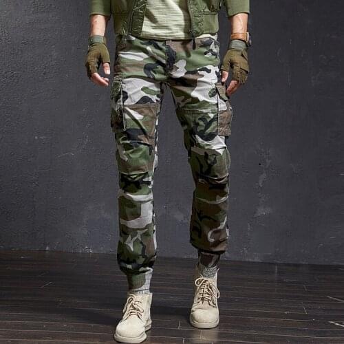 Spring Autumn Mens Camouflage Cargo Pants Cotton Multi-pocket Casual Sports Overalls Trousers Army Fans Outdoor Tactical Pants