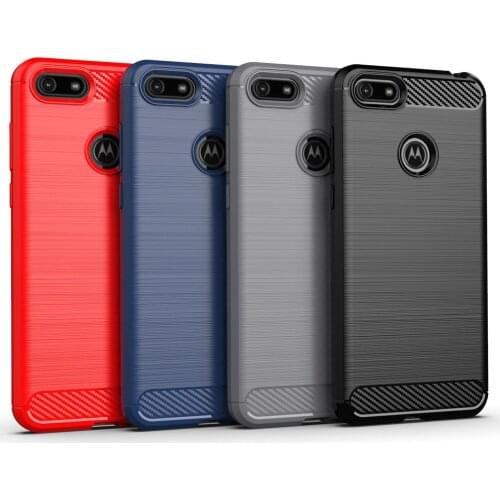 For Motorola Moto E6 Play Case Luxury Carbon Fiber Skin Soft Silicone Cover Case For Moto E6Play E 6 Phone Cases