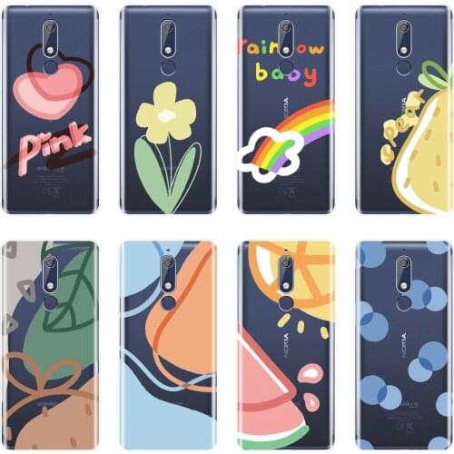 Case For Nokia 2.1 3.1 5.1 6.1 7.1 Plus Silicone Soft Cute Flower Rainbow Heart Pear Back Cover For Nokia 3.2 4.2 Phone Case