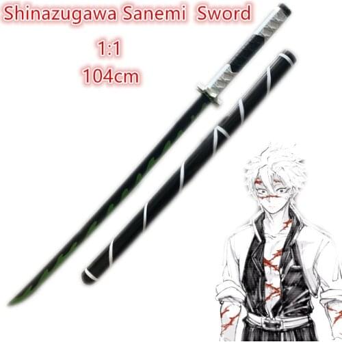 Demon Slayer Kimetsu no Yaiba Shinazugawa Sanemi Green Sowrd 104cm Sword Weapon Cosplay 1:1 Anime Ninja Knife PU Prop Model Gift