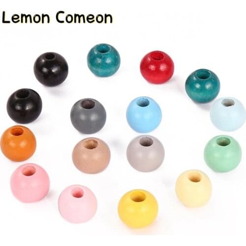 Lemon Comeon 100Pcs 20mm Wooden Beads Wooden Teething Baby Teether Teeth Care DIY Jewelry Accessories Wood Toys Round Beads