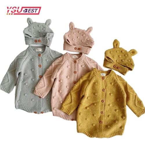0-3Y Newborn Baby Romper And Baby Knit Hat Autumn New Toddler Baby Boys Girls Knitted Bodysuit Infant Jumpsuit Knitwear Outfits