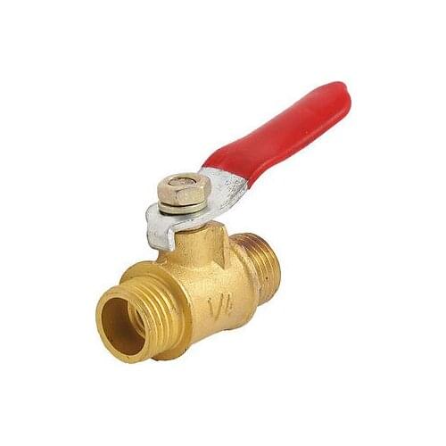 Double Head 1/4" PT Male Threaded Metal Lever Handle Brass Ball Valve