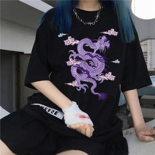 Retro T-shirt Female Chinese Dragon Men And Women Short-sleeved Half-sleeved Printing T-shirt Street Large Size T-shirt XS-4XL