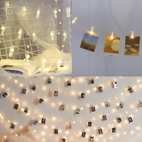 2M Photo Clip String Lights Outdoor Battery Operated Garland LED Light Wedding Birthday Decoration Home Room Fairy Lamp Supplies