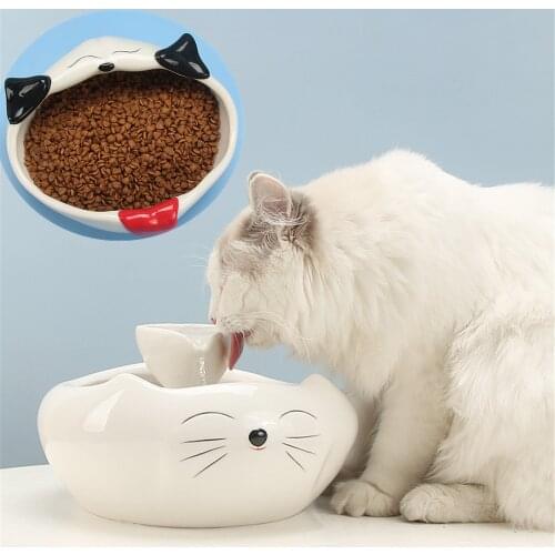 Ceramic Cat Drinking Water Fountain For Cats Dogs Feed Pots Automatic Cat Food Bowl Dispenser Creative Pet Feeder Bowls Plate