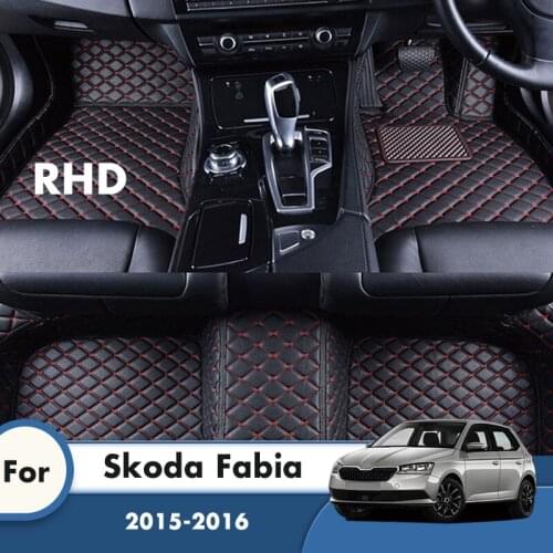 RHD Carpets Rugs For Skoda Fabia 2016 2015 Artificial Leather Car Floor Mats Foot Pads Automobile Car Accessories Interior Cover