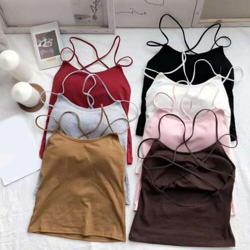 Casual Backless Bandage Lace Up Crop Tops Women 2020 Summer Women Fashion Sexy Female Camis Regata Feminina Camisa Femini