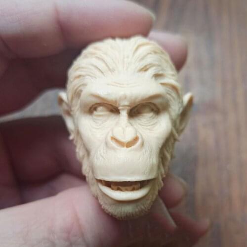 Hot Sales 1/6th Male Animal Orangutan Monkey Head Sculpture White Unpainted Model For Usual 12 inch Doll Collect