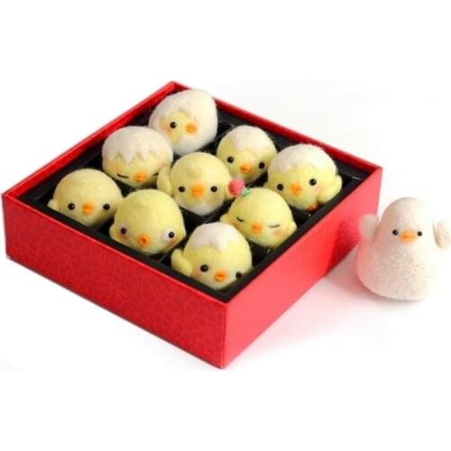 Mini Chicken Merino Needle Felting Kits for Beginner, Needles, Finger Guards, Foam Mat, Instructions, DIY Felting Craft Gift