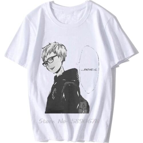 Mens T-Shirts Tsukishima Kei Vintage Cotton Tees Haikyuu Anime Bokuto Volleyball Manga T Shirt Harajuku Tops Big Size