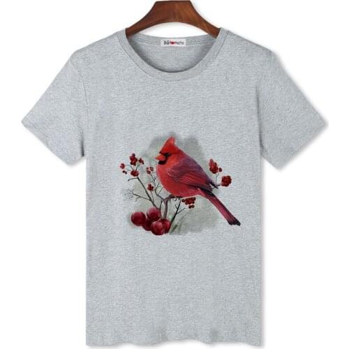 BGtomato Special print red bird t-shirt hot sale summer casual tops original brand summer casual shirts mens hip hop tees