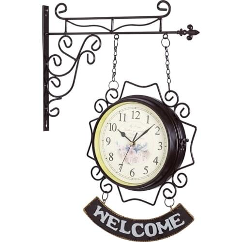 Nordic Wall Watch Metal Double Sided Wall Clock Retro Living Room Modern Creative Silent Clocks Wall Home Decor Duvar Saati Gift