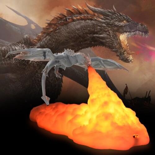 3D Printing Fire-breathing Dragon Night Light Home Creative Breathing Light Led Charging Desk Lamp Gift Magic Night Light