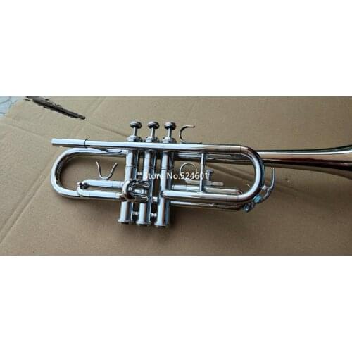 Brand New C Tune Trumpet Sliver Plated Professional musical instrument With Case Free Shipping