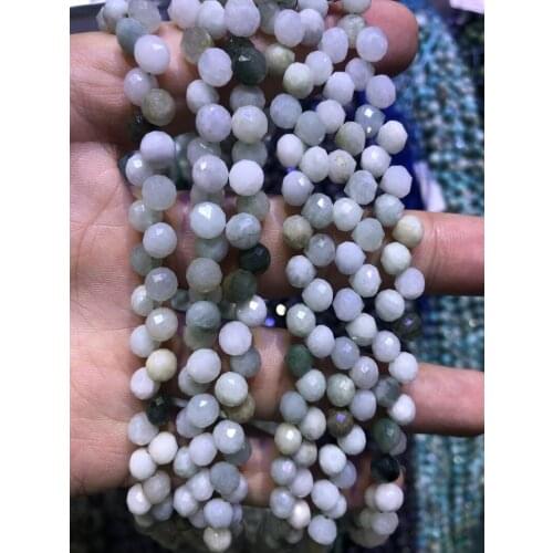 Wholesale 2string of 15.5" Natural Jadeite Bead 6mm Faceted Round Tear Drop Gem Stone Loose Beads for Jewelry