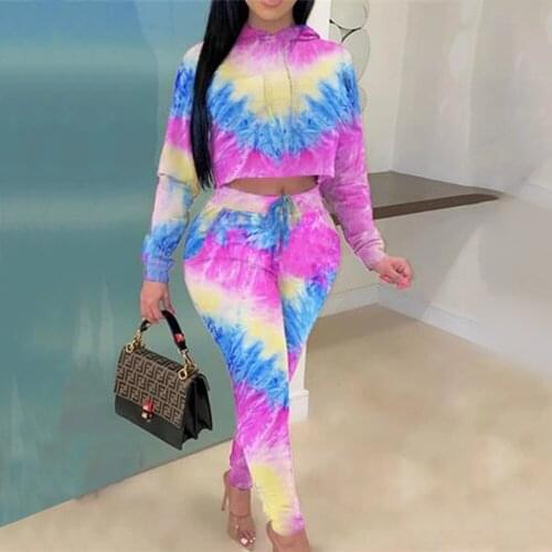 Fall 2020 Two Piece Sets Sexy Camouflage Print Crop Top Hoodie and Harem Pants Suit Sportswear Ladies Casual Wear Women Clothing