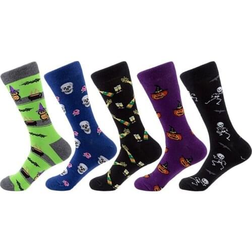 Peonfly Skeleton Novelty Owl Pumpkin Pattern Men Funny Halloween Happy Socks New 2020 Cotton Soft Calcetines Hombre