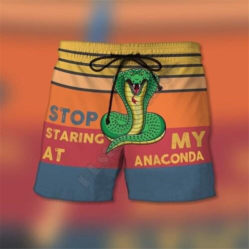 PLstar Cosmos Summer Casual Shorts Stop Staring At My Anaconda 3D Printed Trousers For Women Men Shorts Comfortable breathable