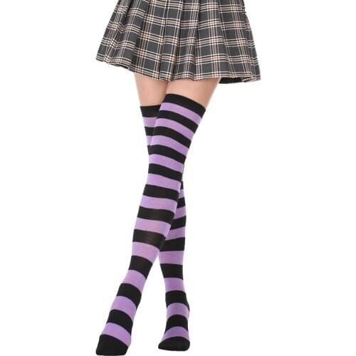 Striped Stocking Anime Cosplay Long Stockings Women Girl Knee-high Stockings Kawaii Green Pink Festival Party Wear Wholesale