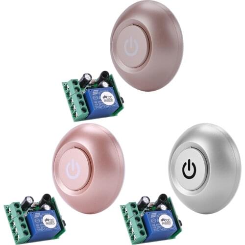 433MHz Remote Control Switch 12V Practical Multi-functional Durable Convenient Receiver + Kinetic Powered Round RF Transmitter