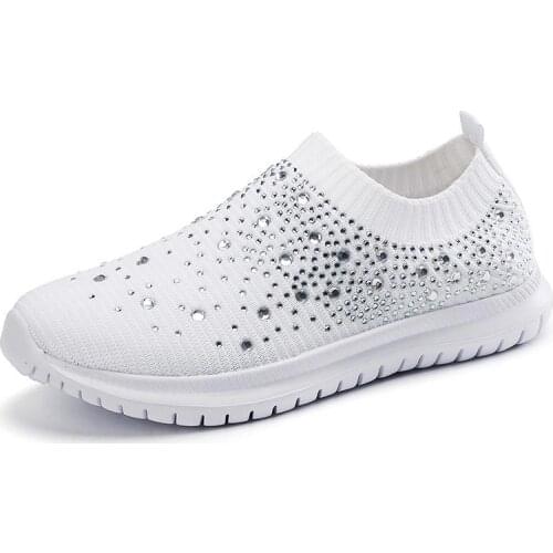 Plus Size Summer Slip-ons Sock Sneakers Womens Running Shoes Sports Sneakers Sport Woman White Trainers Tennis Knitted GMB-1646