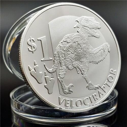 A Variety of Spot Silver Tyrannosaurus Rex Dinosaur Commemorative Coins Commemorative Medallion Crafts Animal Coins Collection