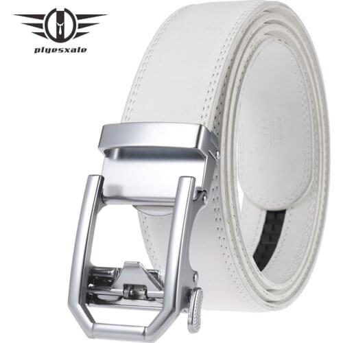 Black White Leather Belts For Men Brand Stylish Good Quality Durable Mens Belts Casual 3.5cm Width Automatic Waist Belt Man B726