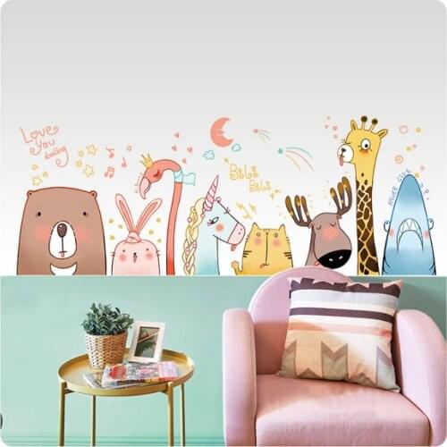 Animals Wall Sticker Removable Home Decor Art Wall Decals Small Baby Wallpapers Nordic cartoon Wall Stickers 60 x 90 cm