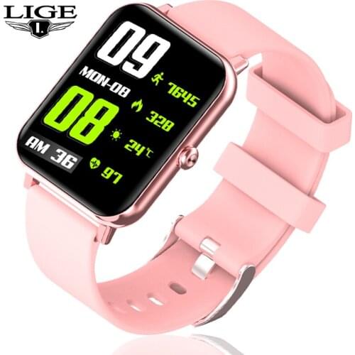 LIGE 2021 Full Touch Women Smart Watch Heart Rate Blood Pressure Watches Sport Fitness Tracker Smart Watch Women For Android IOS