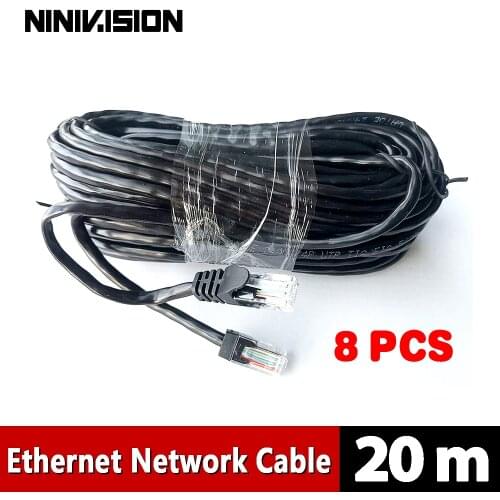 Value 8 pcs 20M 65ft cat5 Ethernet Network Cable RJ45 Patch Outdoor Waterproof LAN Cable Wires For CCTV POE IP Camera System