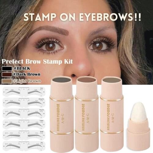 New Eyebrow Stamp Kit 6 Kind Eyebrow Stencil Shaping Makeup Kit Perfect Eyebrows in Seconds Waterproof Definer Brow Powder
