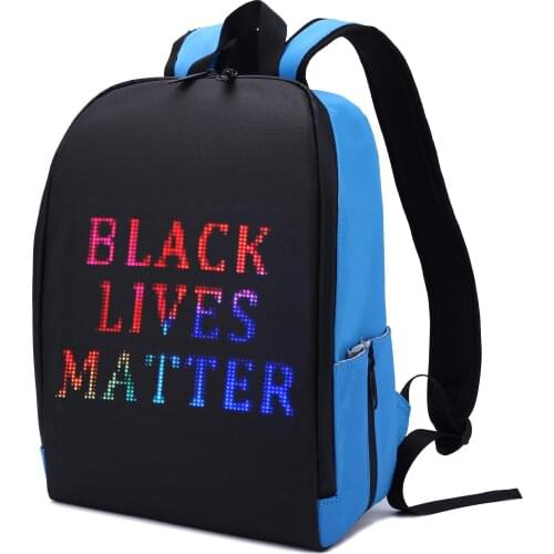 Wetalk smart led backpack S1 with Black lives matter design on the customizable screen waterproof wireless LED backpack