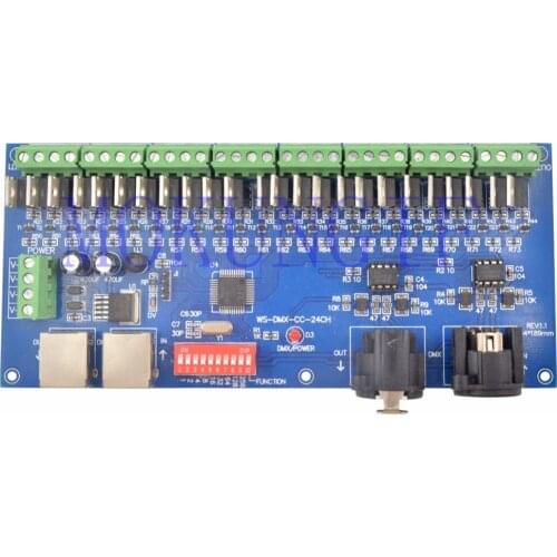 WS-DMX-CC-24CH dmx512 decoder controller Constant voltage common cathode high Frequency,24 Chnnel 8 group,each channel max 3A