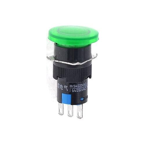 Green Mushroom Momentary 3 Pins 250VAC 5A Push Button Switch NO NC SPDT