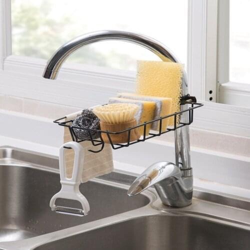 Iron Art Water Tap Storage Shelf Practical Kitchen Bathroom Large Capacity Sink Kitchenware Cloth Drainage Racks Organizer