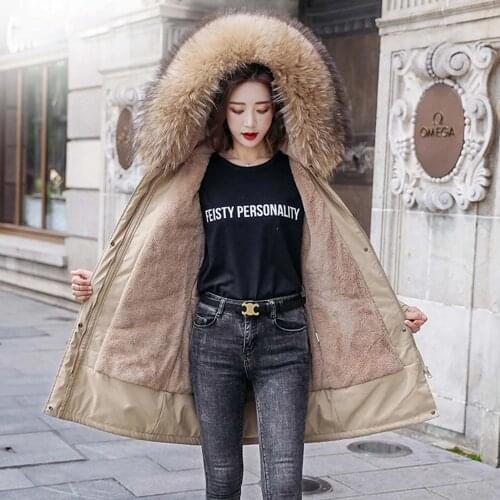 2021 New Thick Warm Fur Lining Long Parka Winter Jacket Womens Clothing Medium Long Hooded Winter Coat Women