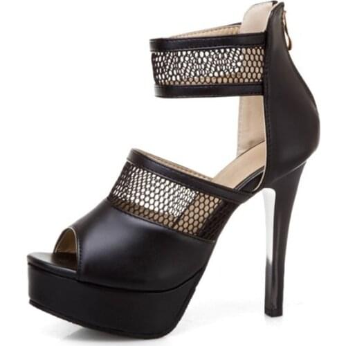 Sexy Fashion Large Size 33-50 Women sandals Summer Wedding Party Shoes Woman zipper Platform super high heels11cm pumps T869