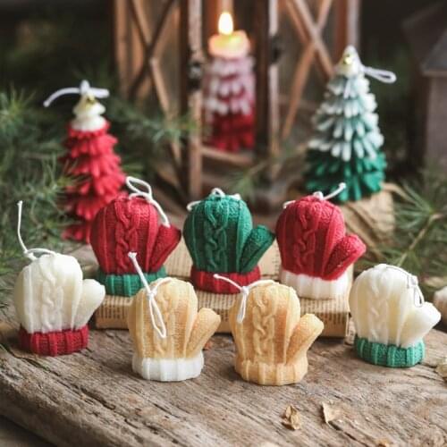 Winter Creative Baking Chocolate Biscuit Mousse Mold Woolen Gloves Candle Silicone Mold Christmas Series