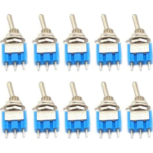 10PCS MTS-102 6A 125VAC 3-Pin ON-ON SPDT Toggle Switch