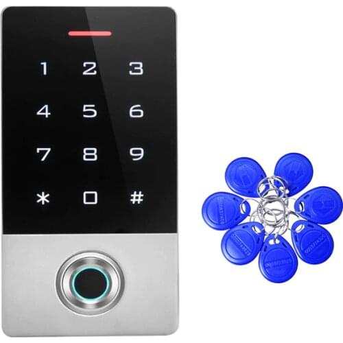 10 tags 125KHZ ID Outdoor Fingerprint password keypad access control reader for security door lock system gate opener use