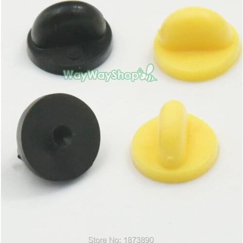 100 250 PCS Rubber Lapel Hat Tie Tack Pin Back Sports Holder Clasp Black or Yellow Choice (0.43")11MM Pad