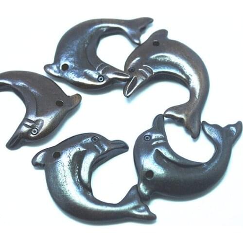 3pcs Brown dolphin pendants bone materials charms accessories for womens gift jewelry making parts bracelet designs