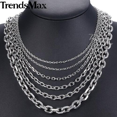 3-10mm Stainless Steel Necklace For Men Women Silver Color Rolo Link Chain Necklace Fashion Jewelry Wholesale 18-36" KNM31A