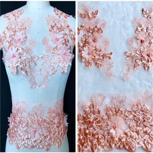 3D Three-dimensional Flower champag lace applique trim patches for dress accessory