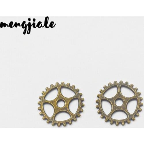 50pcs/lot 15mm Dia Antique Bronze Punk Wheel Gear Antique Charms Pendant Fit Retro Necklace Bracelet DIY Jewelry Making