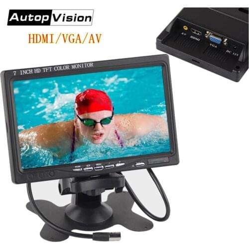 7 inch industrial TFT LCD monitor 1024 x 600 HD Bright Color Car CCTV Monitor HDMI VGA AV Interface Rear View Monitor